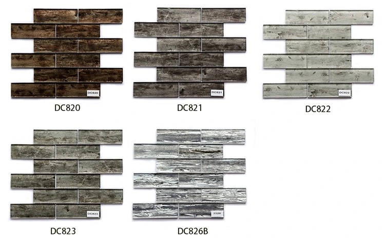 300*300 mm TV Wall Background Decor Wood Like Finish Glass Mosaic Tile