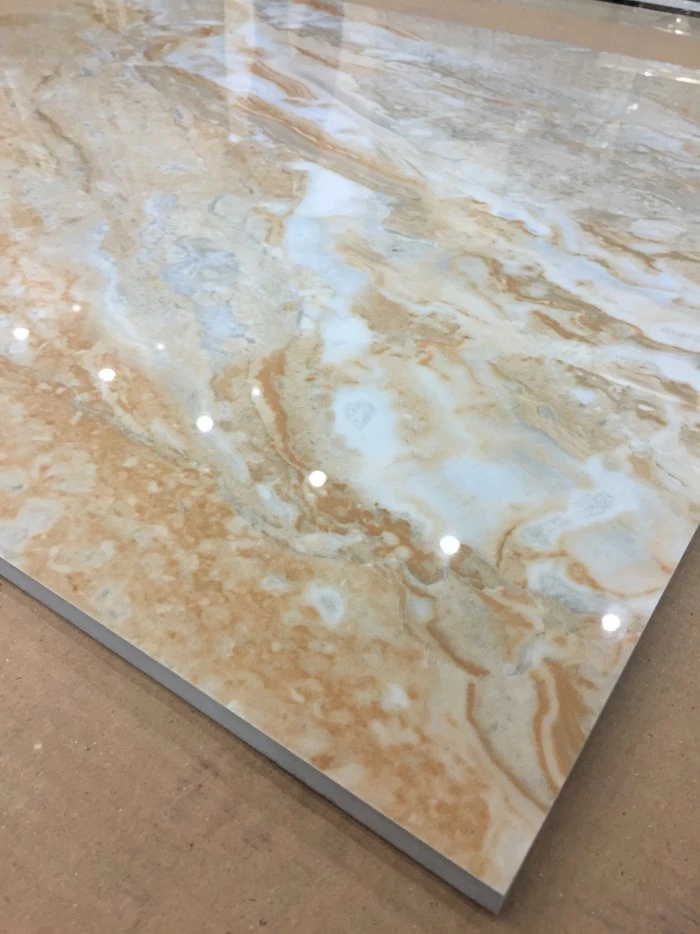 Jbn Customize 80X80 3D Injet Light Yellow Shiny Surface Porcelain Marble Floor Tile Jw8329d