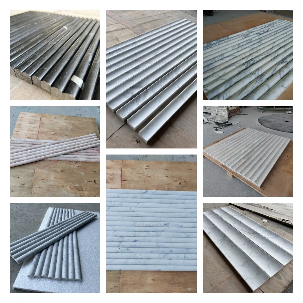 Factory Price Real Stone Marble Tiles Square Mosaic for Kitchen and Bathroom Decoration Wall Tiles Marble Fluted Tile