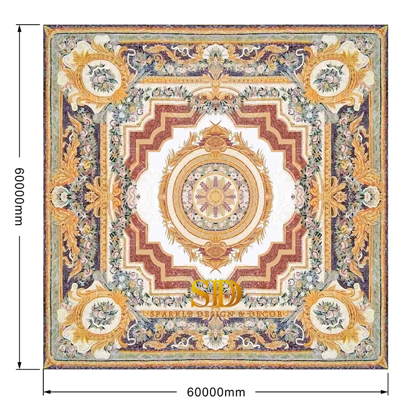 Custom Made Square Carpet Mosaic Pattern Art Glass Mosaic Pattern for Floor Decor