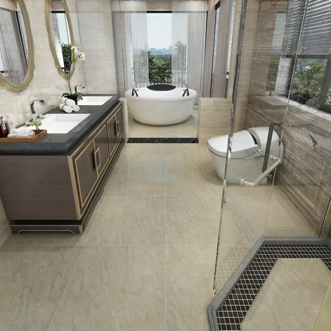 Modern Glazed Porcelain Kitchen and Living Room Floor Beige Marble Tile