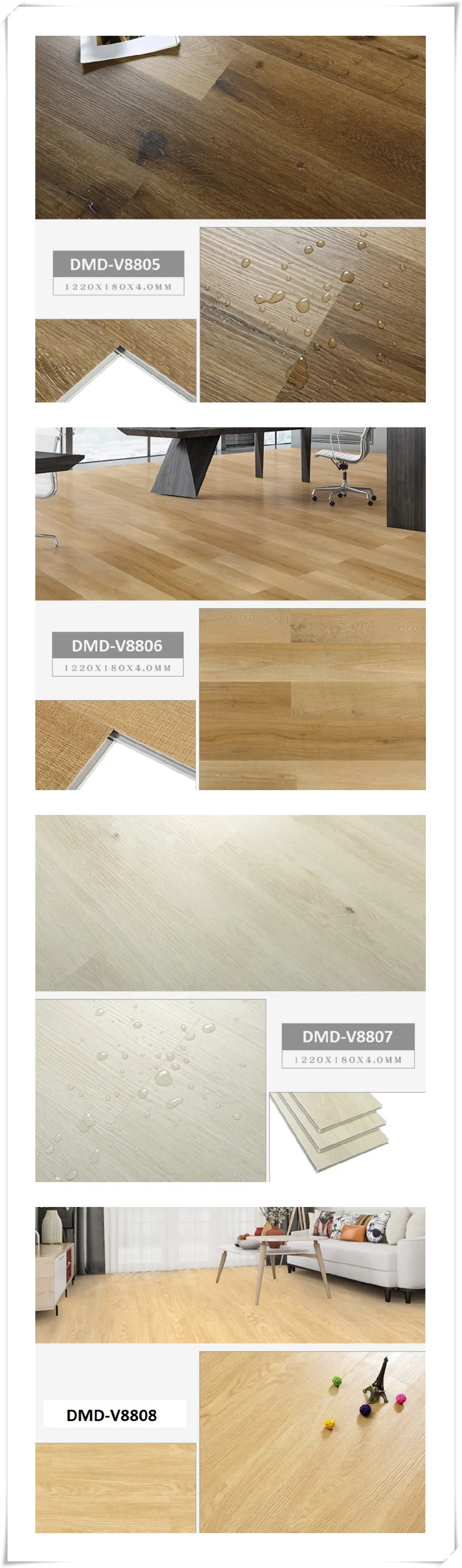Vinyl Flooring 0.5mm Wear Layer Plank Vinyl Flooring Tiles for Hotel /Home /Indoor/Shopping Centre