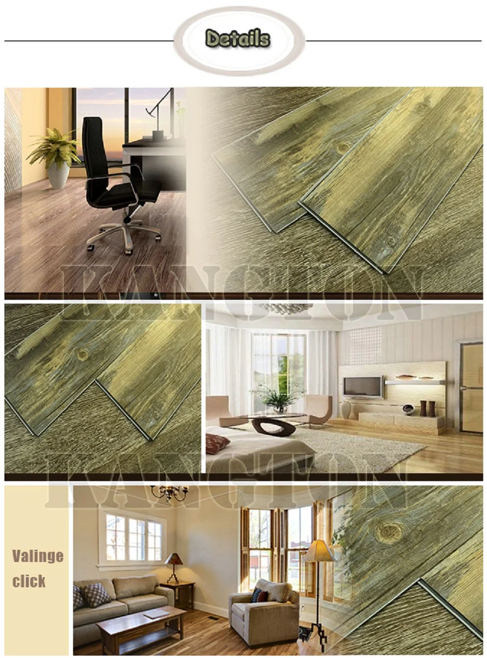 PVC Wood Like Sound Absorbing Luxury Vinyl Tile