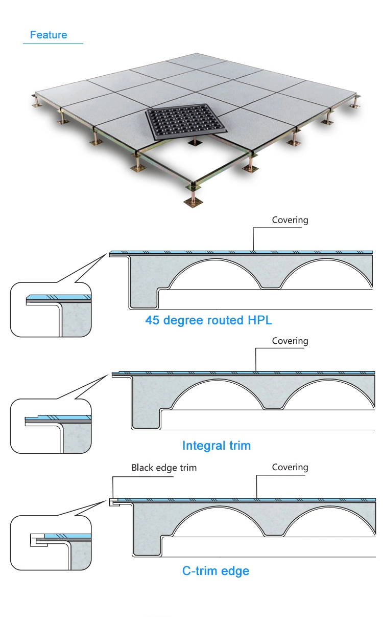 Anti-Slip Ceramic Steel Raised Access Floor Tiles Easy Install Stone Patterm