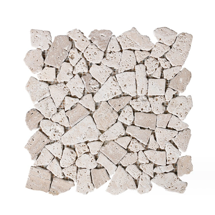 Luxury Random Marble Wall Decor Cream Beige Travertine Mosaic Tile for Kitchen and Bathroom Wall Tile