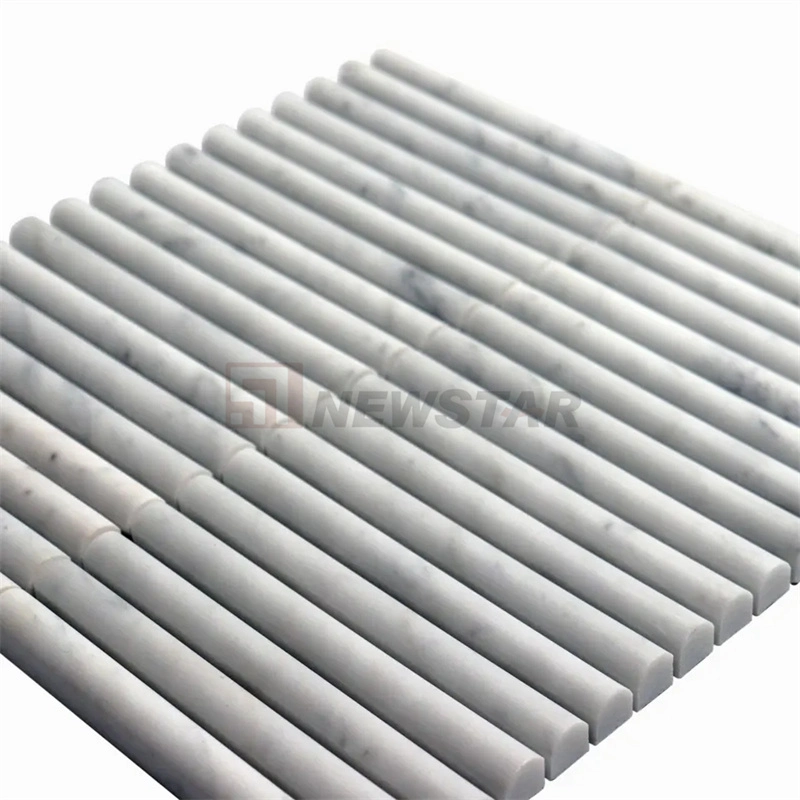 Honed Italy Carrara White Curve Marble Fluted Tiles Column Tiles Wall Facade Panel Pencil Fluted Tiles