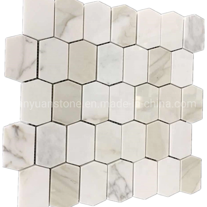 Mix Color Marble 3D Rhombus Shape Design Water Jet Mosaic Wall Floor Tiles for Home Decoration