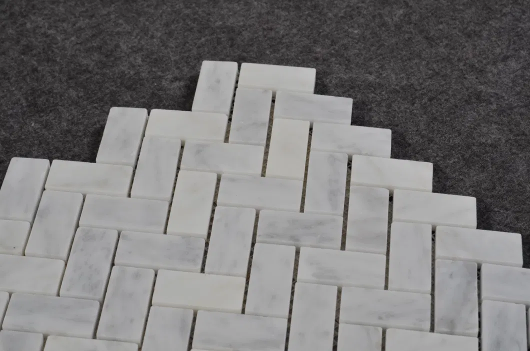 Qatar Style Herringbone Carrara White Marble Mosaic Backsplash Tile