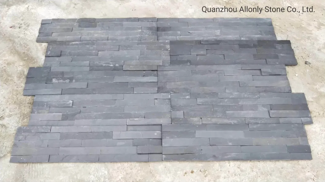 China Cheap Black Slate Culture Stone Tile for Decorative Exterior Wall Cladding Panels