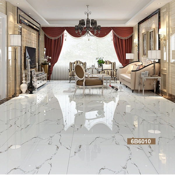 Carrara Design Ceramic Polished White Marble Looking Porcelain Floor Tile Price