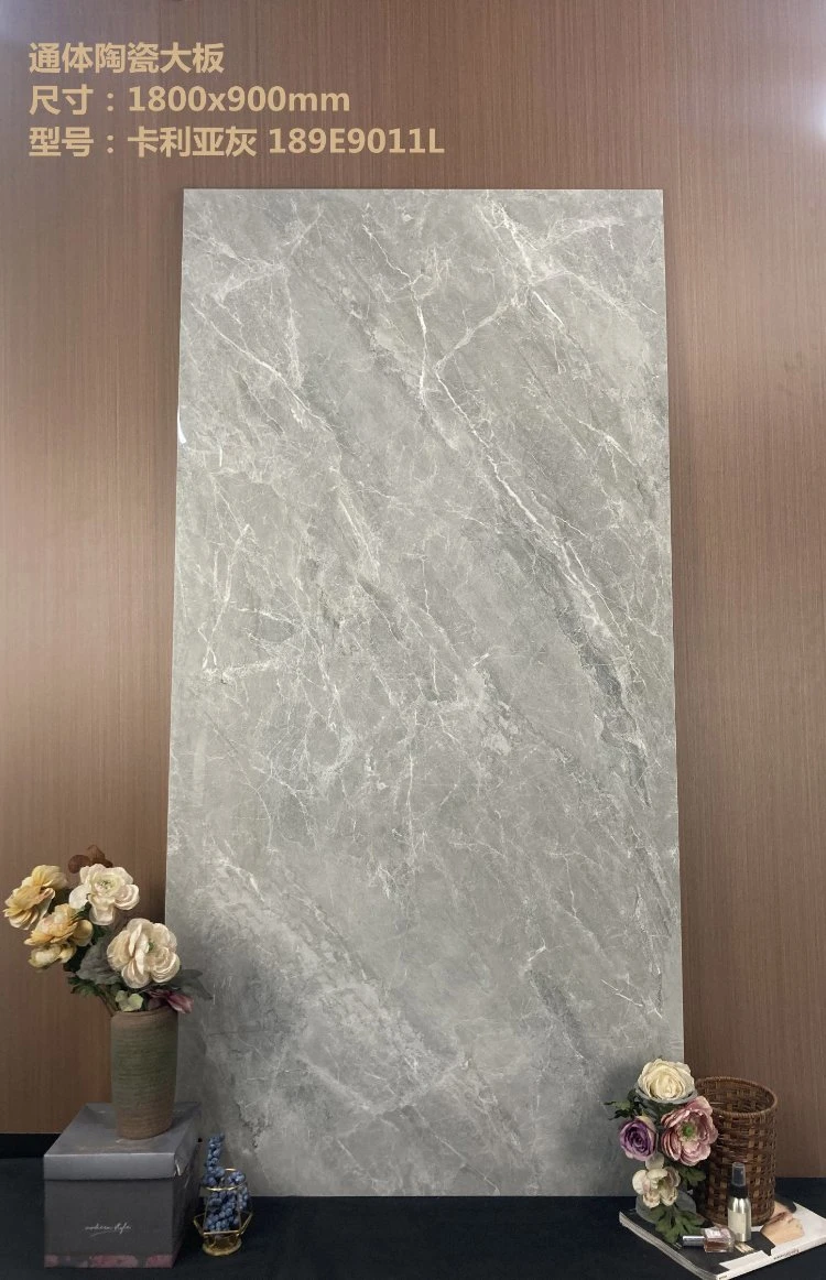 Large Polished Glazed Porcelain Gray Tile Porcelain Marble Look Interior Wall Tile