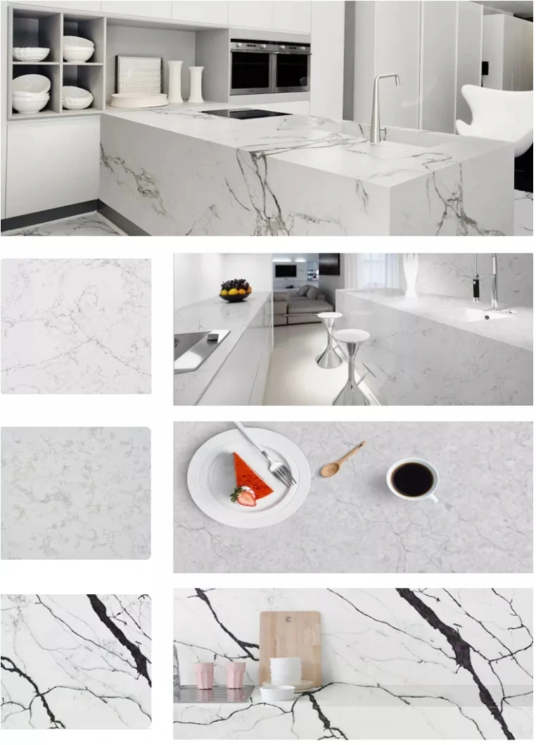 Artificial Carrara White Quartz Slabs Floor Tiles Wall Tiles Countertop Windowsill