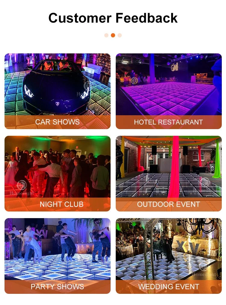 Homei Wedding Disco Party Portable LED Dancing Tiles 3D Mirror Dance Floor