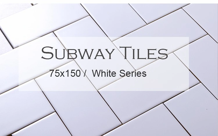 White New Ceramic 75X150mm Glazed Wall Bathroom Kitchen Backsplash Pure Color Tile