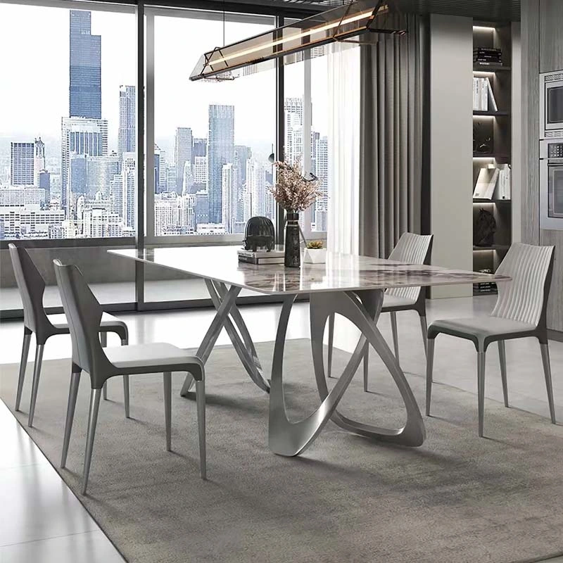 OEM ODM Modern Design Grey Home Furniture Dinning Room Set Indoor Restaurant Table