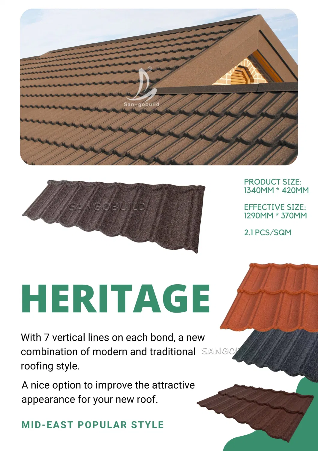 0.5mm High New Zealand Standard Roof Tiles Concrete Roof Tiles