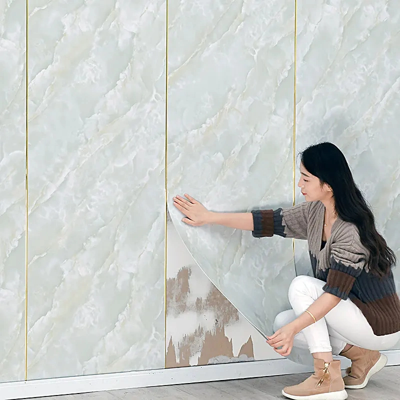 Plastic PVC Peel and Stick on 3D Self Adhesive Wall Tiles for Walls