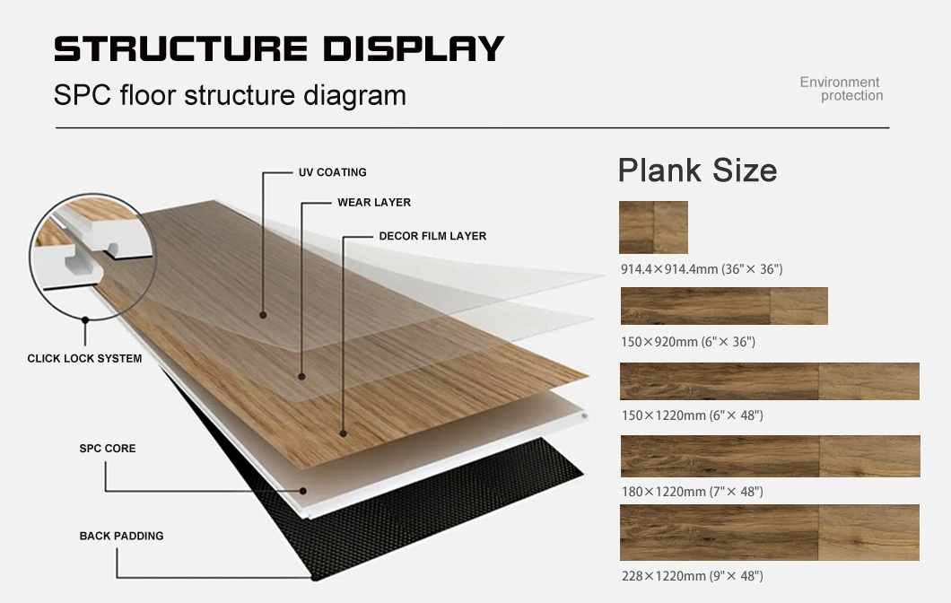 Heat Conduction, Keep Warm Spc PVC Vinyl Floor Tile for Office Building, Apartment Building