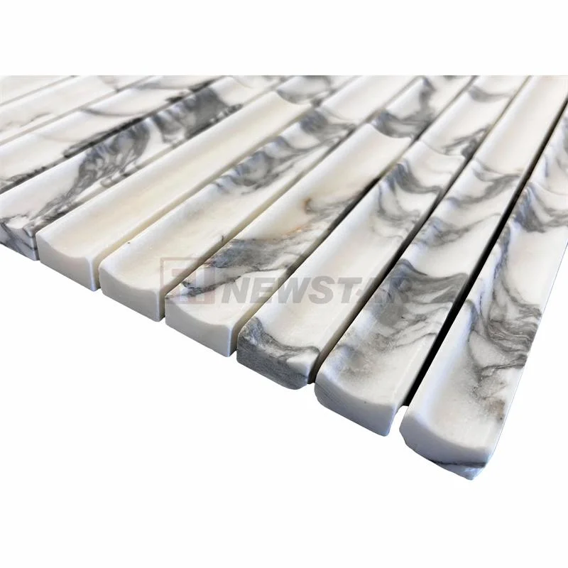 Bathroom Kitchen Flute Wall Tiles Fashion Decoration Curve Fluted Marble Tiles Mosaic Fluted Tile