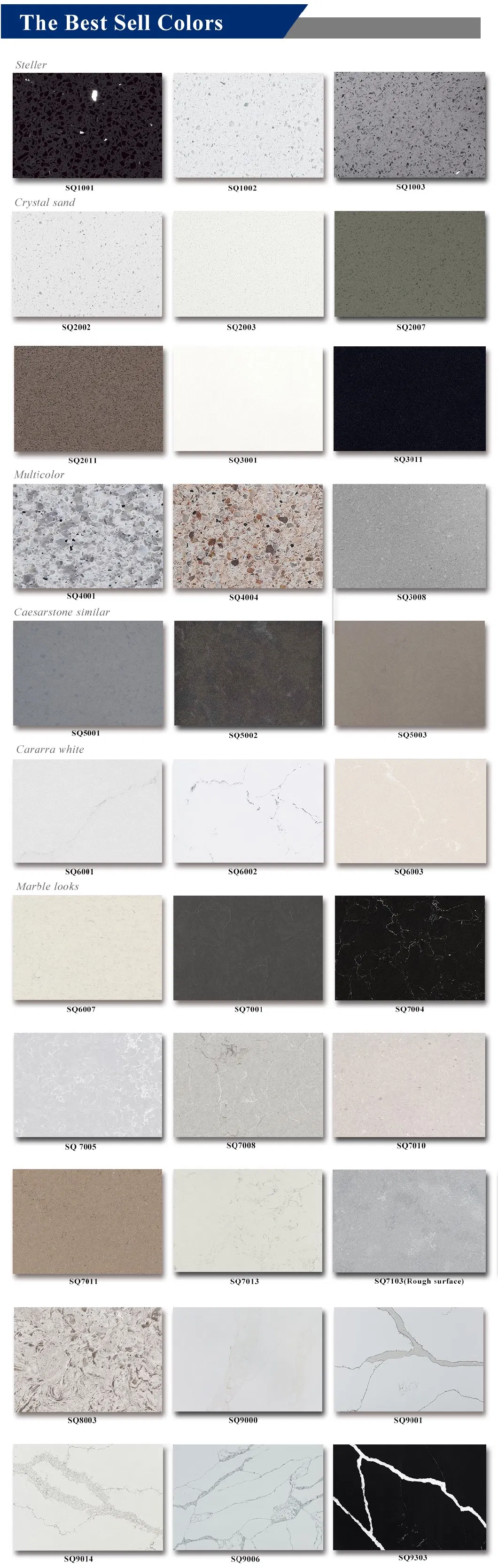 Popular Quartz Stone Building Material Engineered Stone for Bathroom/Wall/Floor Tiles