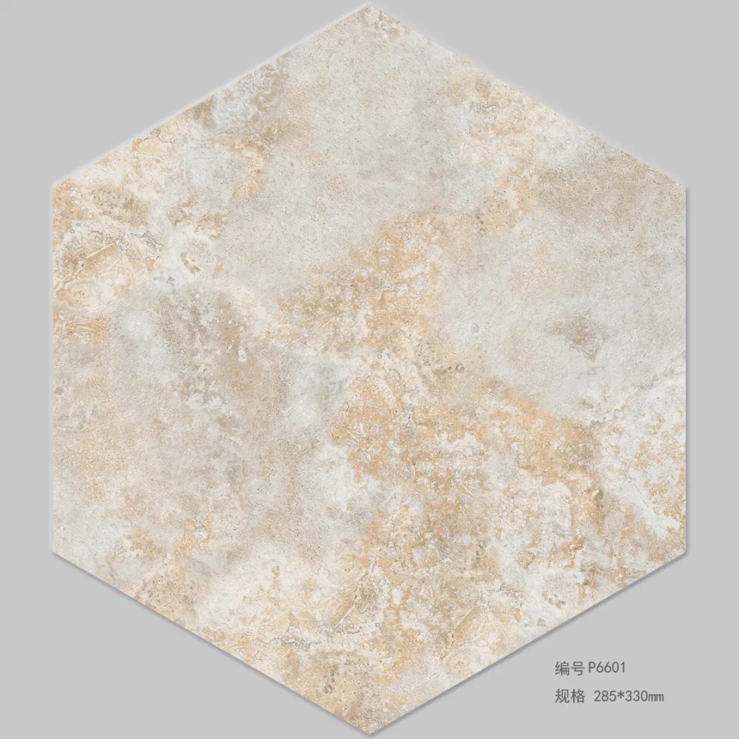 Glazed Hexagonal Tile Grey/Rustic/Wood Porcelain Tile Ceramic Tile for Floor and Wall