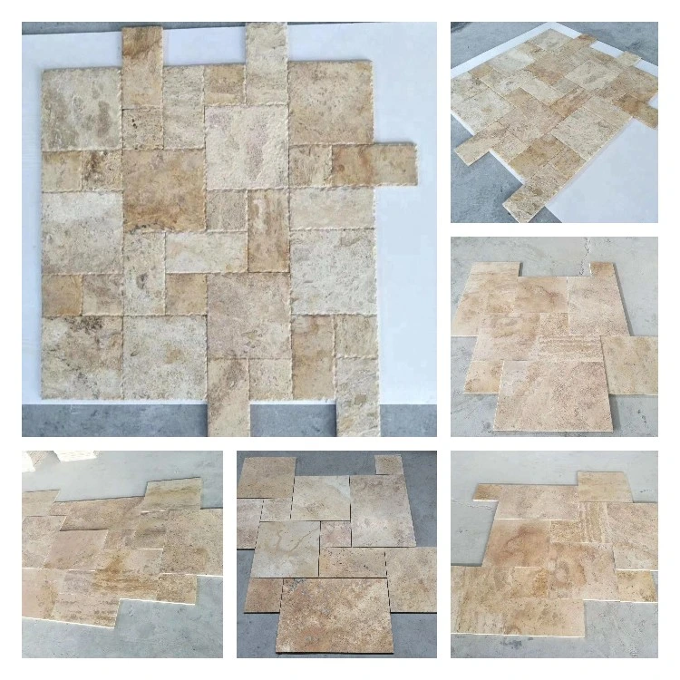 Beige Travertine Floor Tiles Indoor French Pattern Travertine Indoor