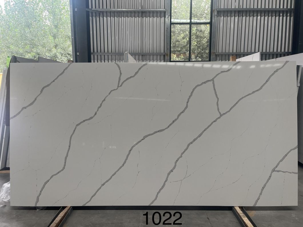 Artificial Stone Modern White Veins Marble Quartz Coffee Table Top Quartz Tiles Kitchen Counter Top