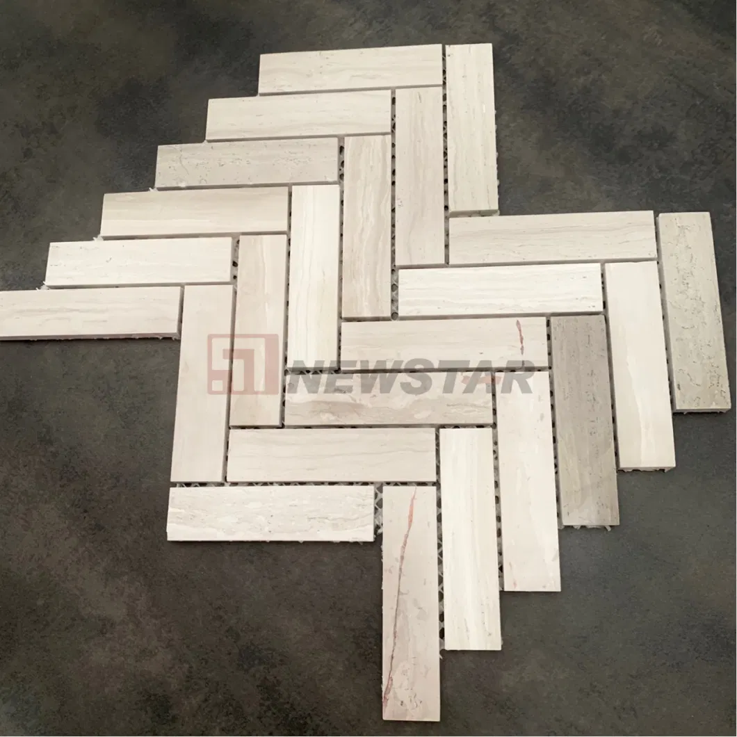 Simple Marble Mosaic Stone Mosaic Fishbone Bathroom Bar Background Wall Tile Swimming Pool Marble Mosaic Tile