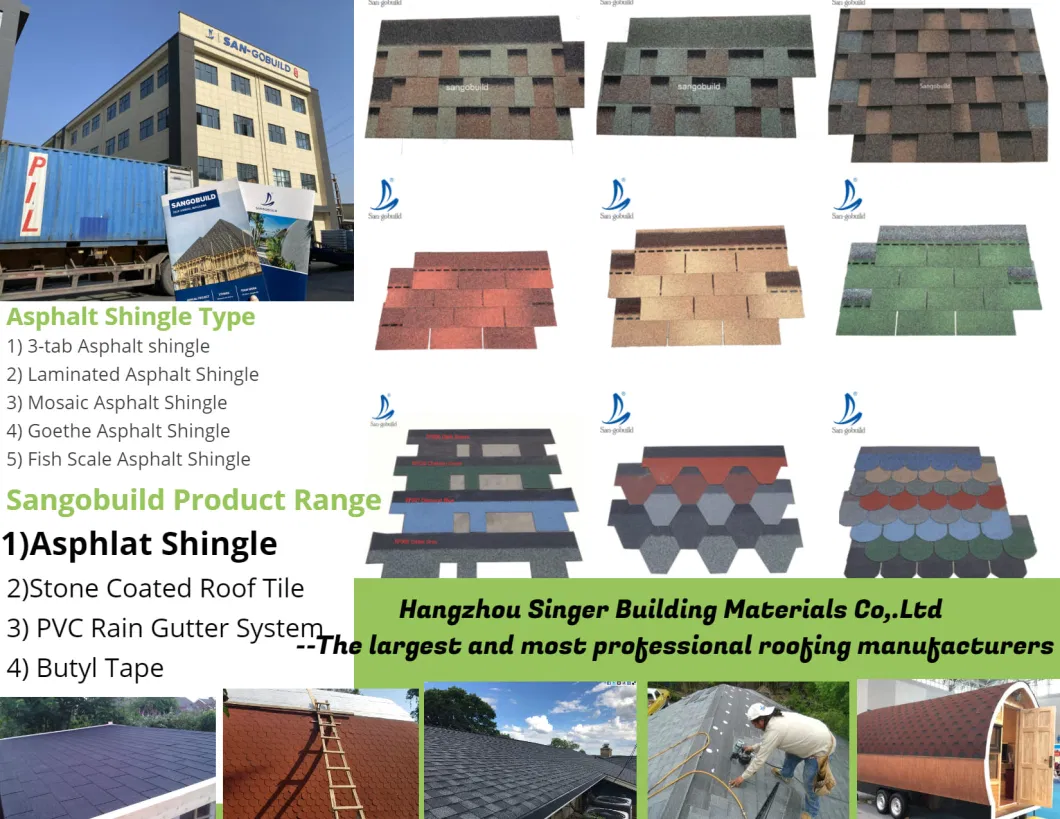 Concrete Construction ASTM Roofing Materials Russia Quality Asphalt Roofing Shingles Red Blue Rubber Roof Tiles