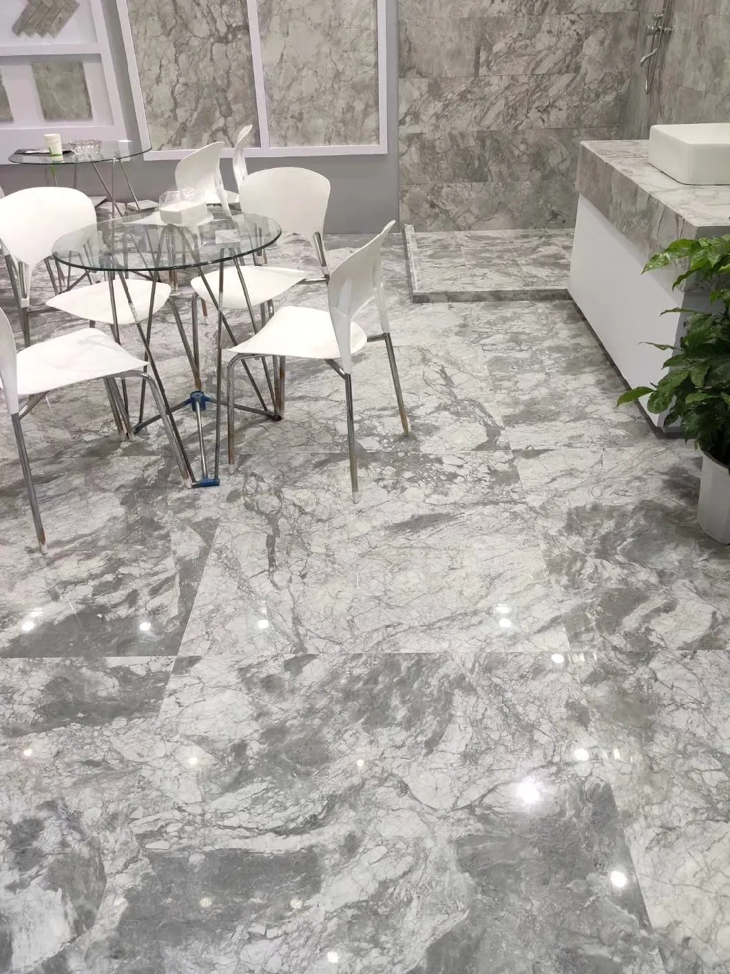 Natural Stone Flooring White Marble Tile for Bathroom Shower Floor and Wall Tile