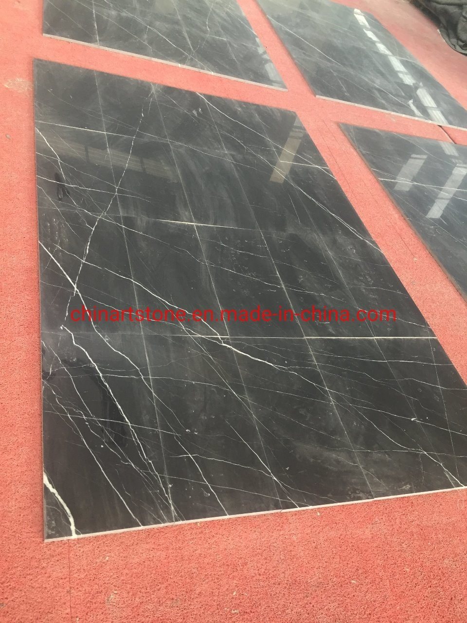 Nature Stone Nero Marquina Black Marble for Spiral Stair Wall Bathroom Tile