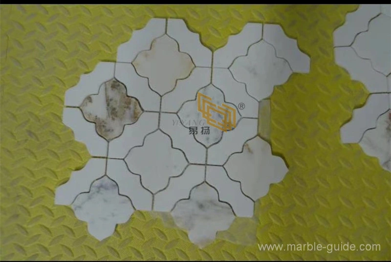 White and Gray Flower Marble Mosaic Tile for Bathroom Floor/Kitchen Backsplash/Decoration