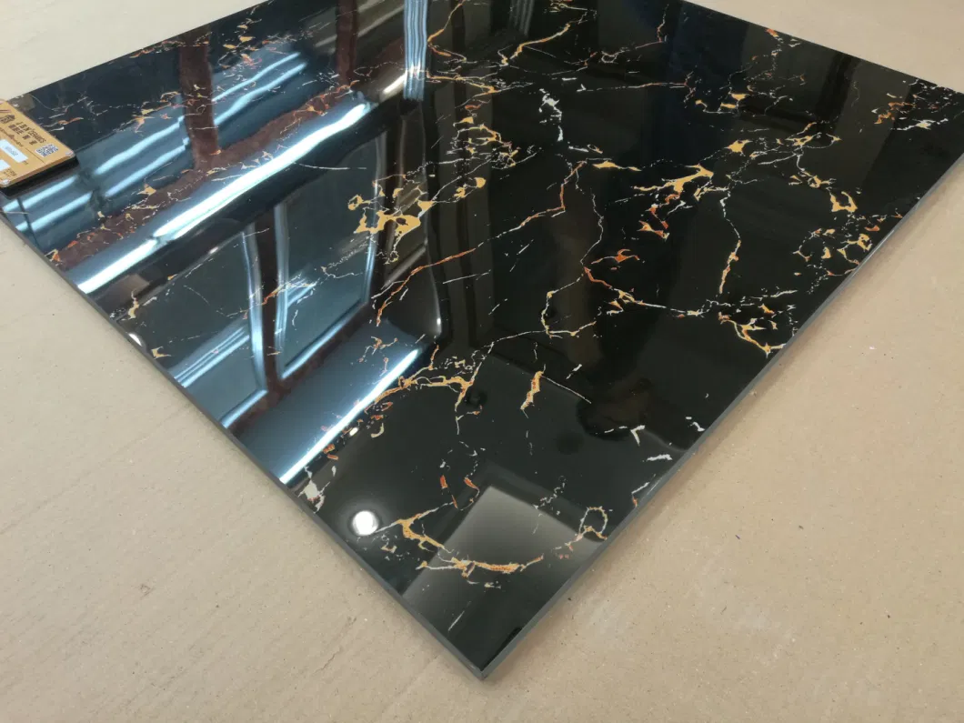 Super Black 60X60 Golden Black Glazed Marble Porcelain and Ceramic Floor Tile