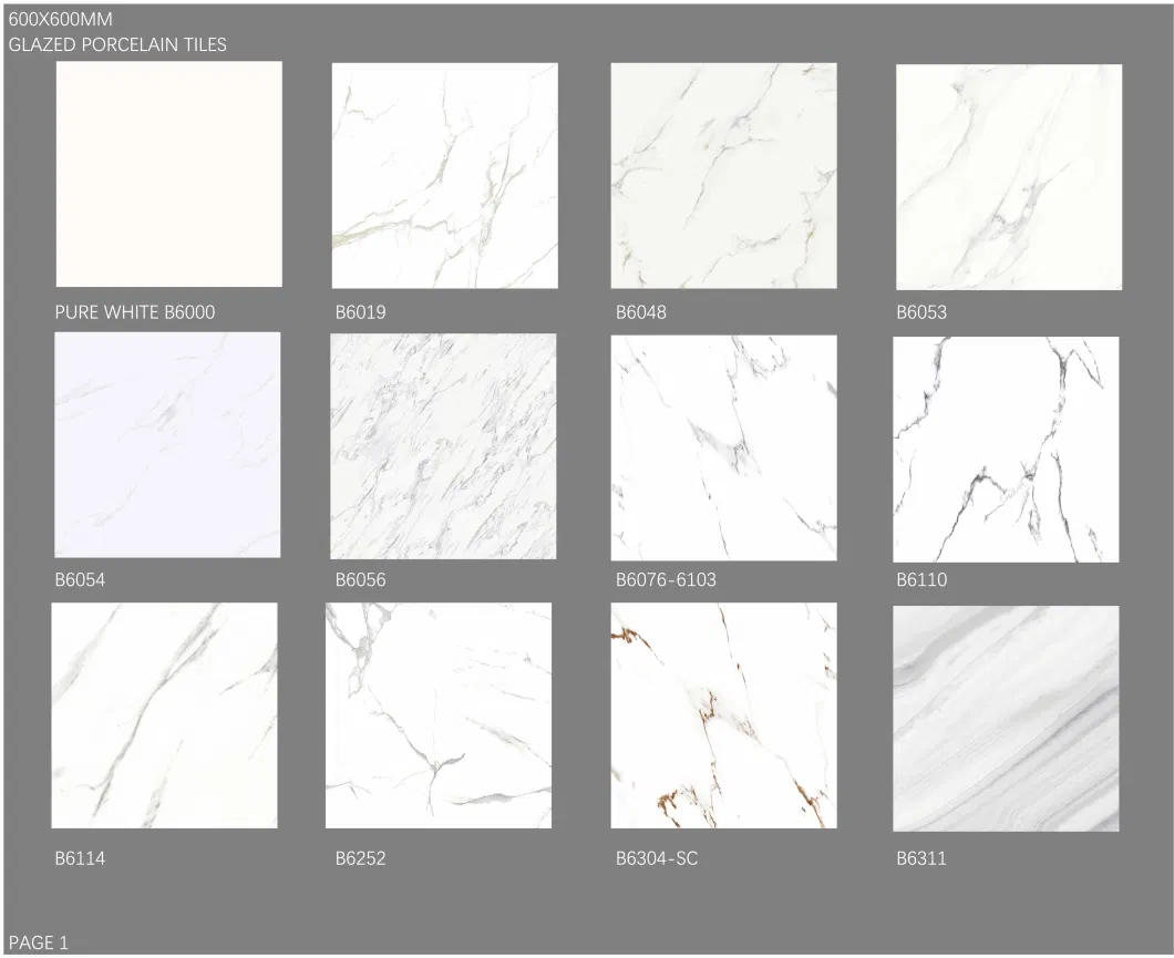 600X600mm Foshan China Polished Vitrified Ceramic Glazed Porcelain Flooring Floor Wall Tiles