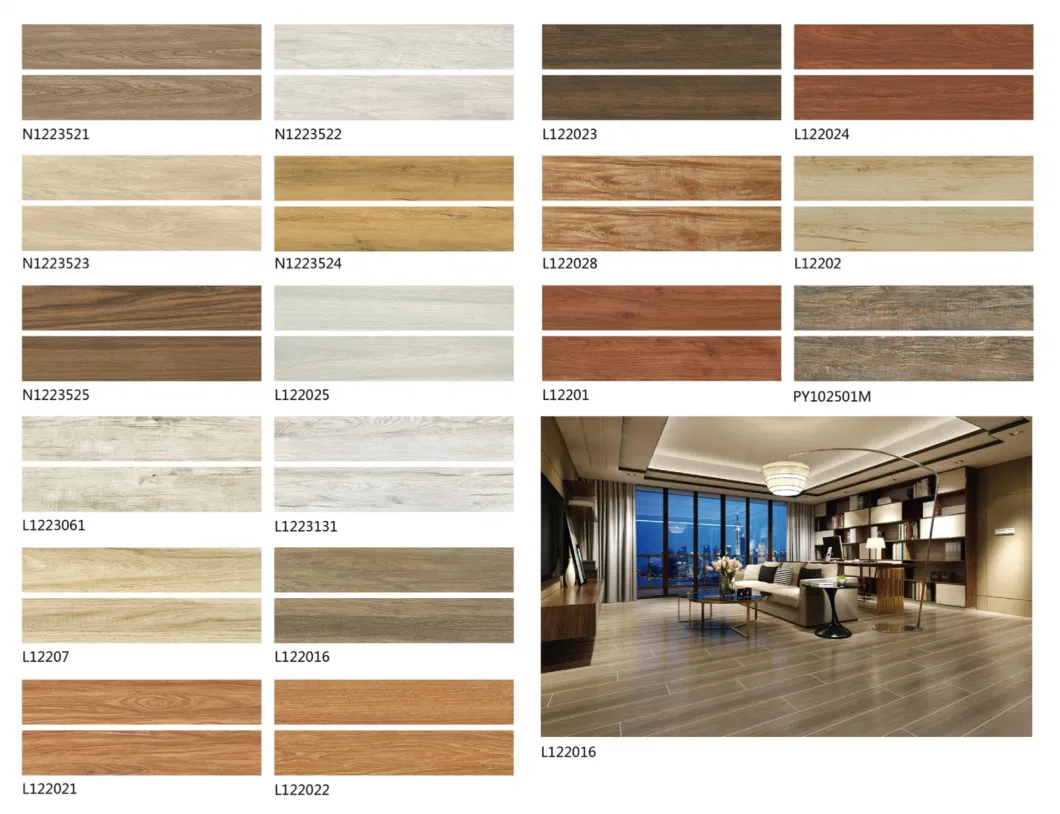Texture Wood Plank Look Porcelain 8X48 Grey Wooden Glazed Ceramic Floor Tiles 200X1200 Floor Tile