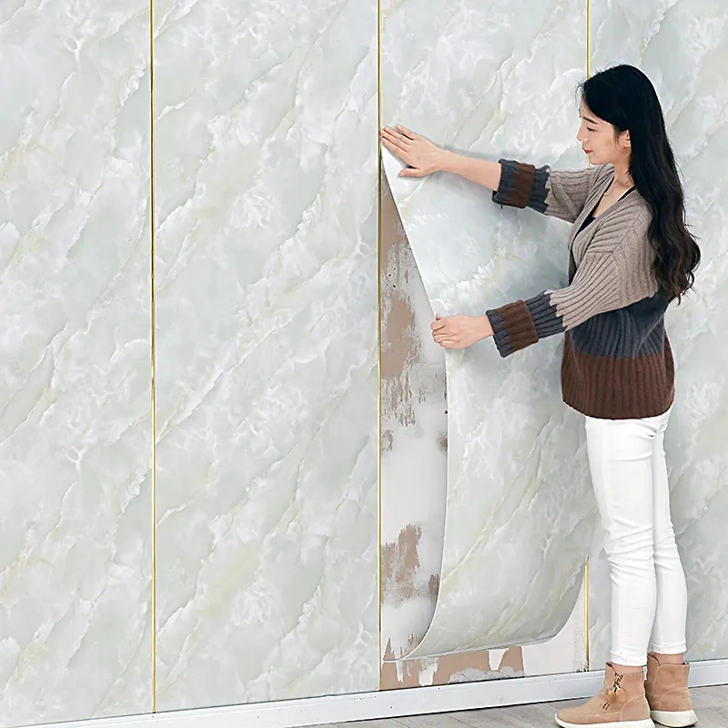 Plastic PVC Peel and Stick on 3D Self Adhesive Wall Tiles for Walls