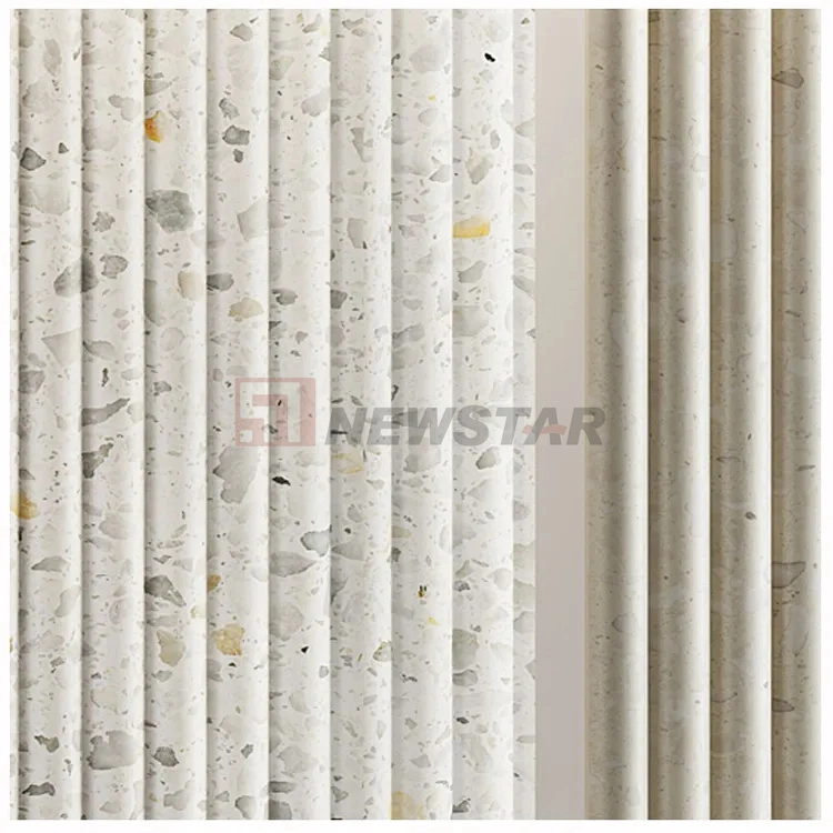 Newstar Fashion Fluting Terrazzo Fireplace Surround Curve Stone Tile Backsplash Kitchen Tiles Fluted Terrazzo Tiles