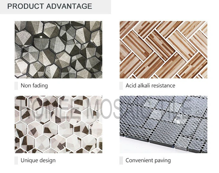 Light Grey Inkjet Digital Printing Hexagon Glass Mosaic Wall Tiles