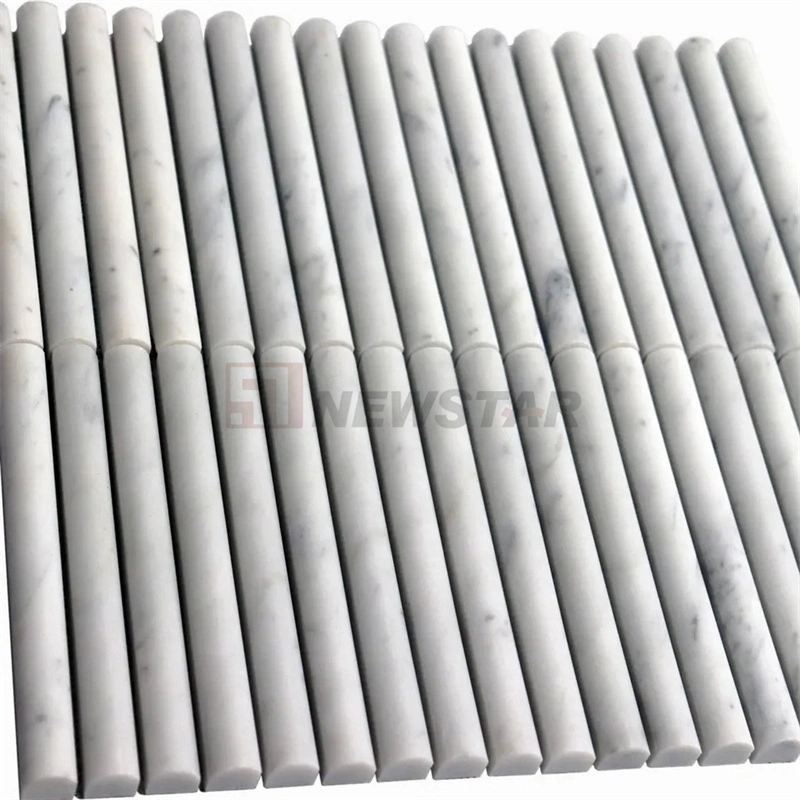 Honed Italy Carrara White Curve Marble Fluted Tiles Column Tiles Wall Facade Panel Pencil Fluted Tiles