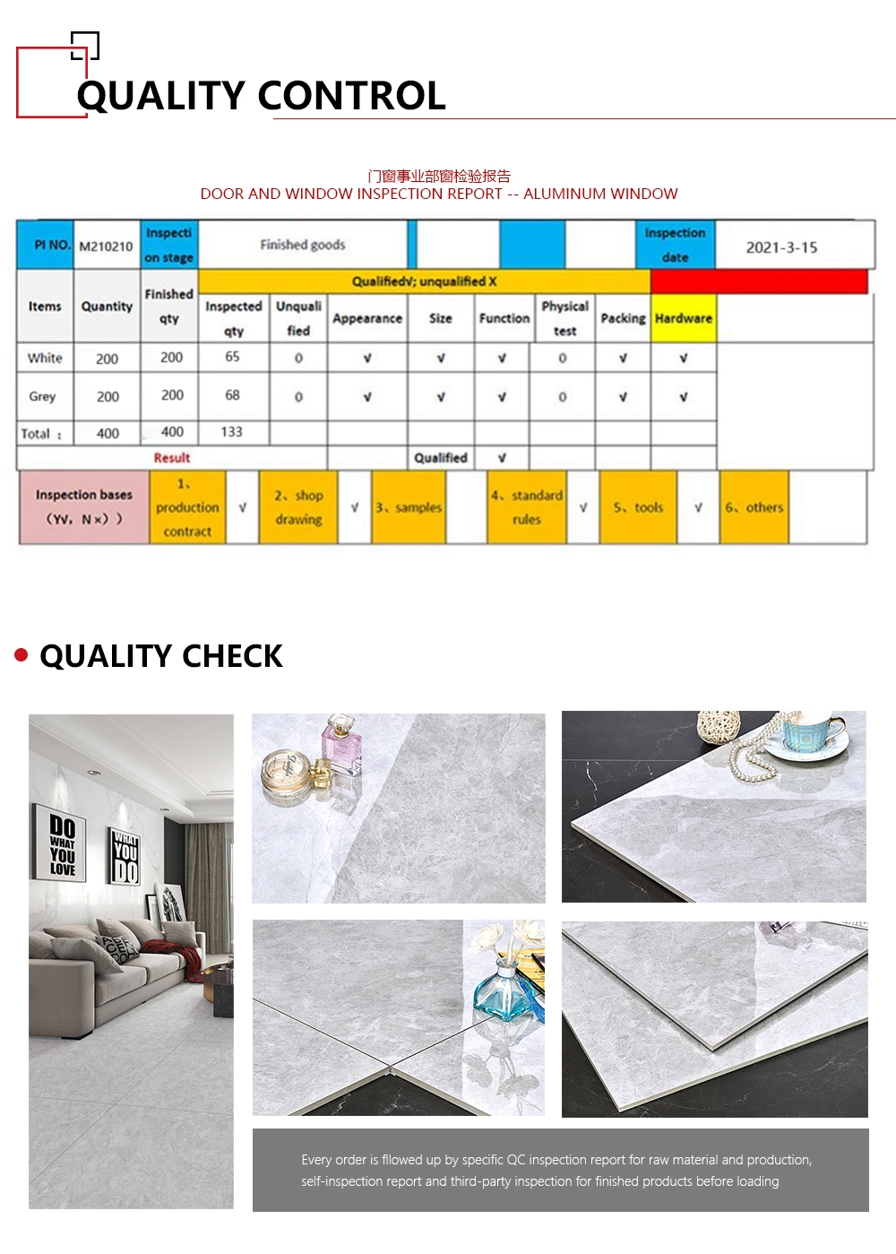 Household ISO9001 CE Bathroom Wall Tiles China One Stop Marble Tile Floor