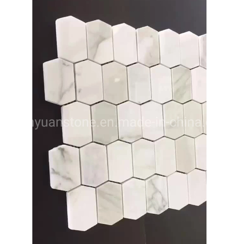 Mix Color Marble 3D Rhombus Shape Design Water Jet Mosaic Wall Floor Tiles for Home Decoration