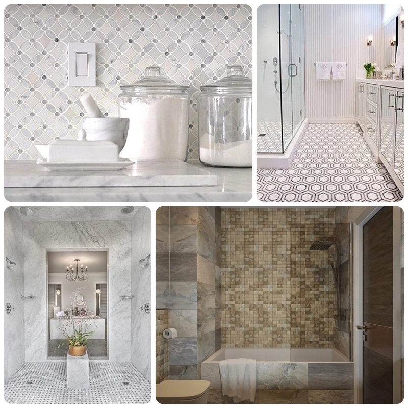 Mix Color Marble 3D Rhombus Shape Design Water Jet Mosaic Wall Floor Tiles for Home Decoration