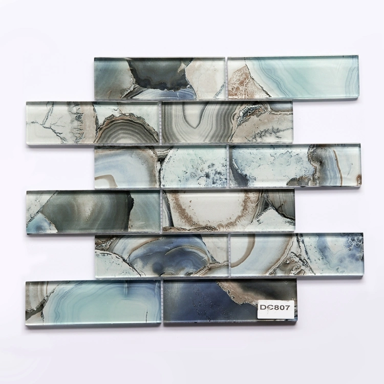 Crystal Glass Diamond Mosaic Resin Tile Rose Gold Wave Backsplash Brown and Beige Tiles Glass Tiles