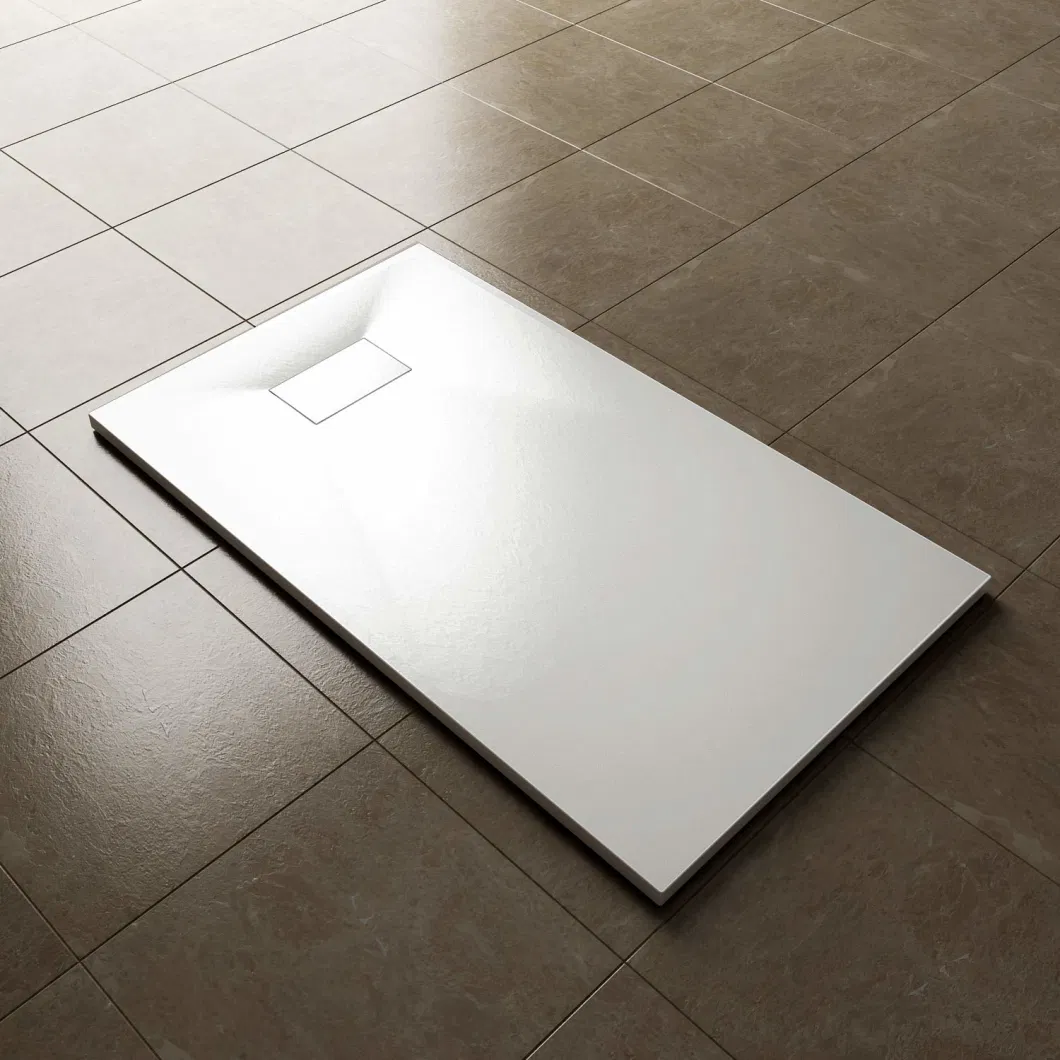 Rectangular White SMC Shower Bathroom Tray with Stone Finish CE
