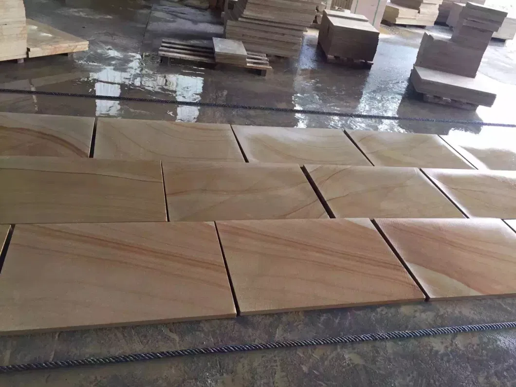 2023 Hot Sale Sandstone Paving Tiles Yellow Wooden Sandstones