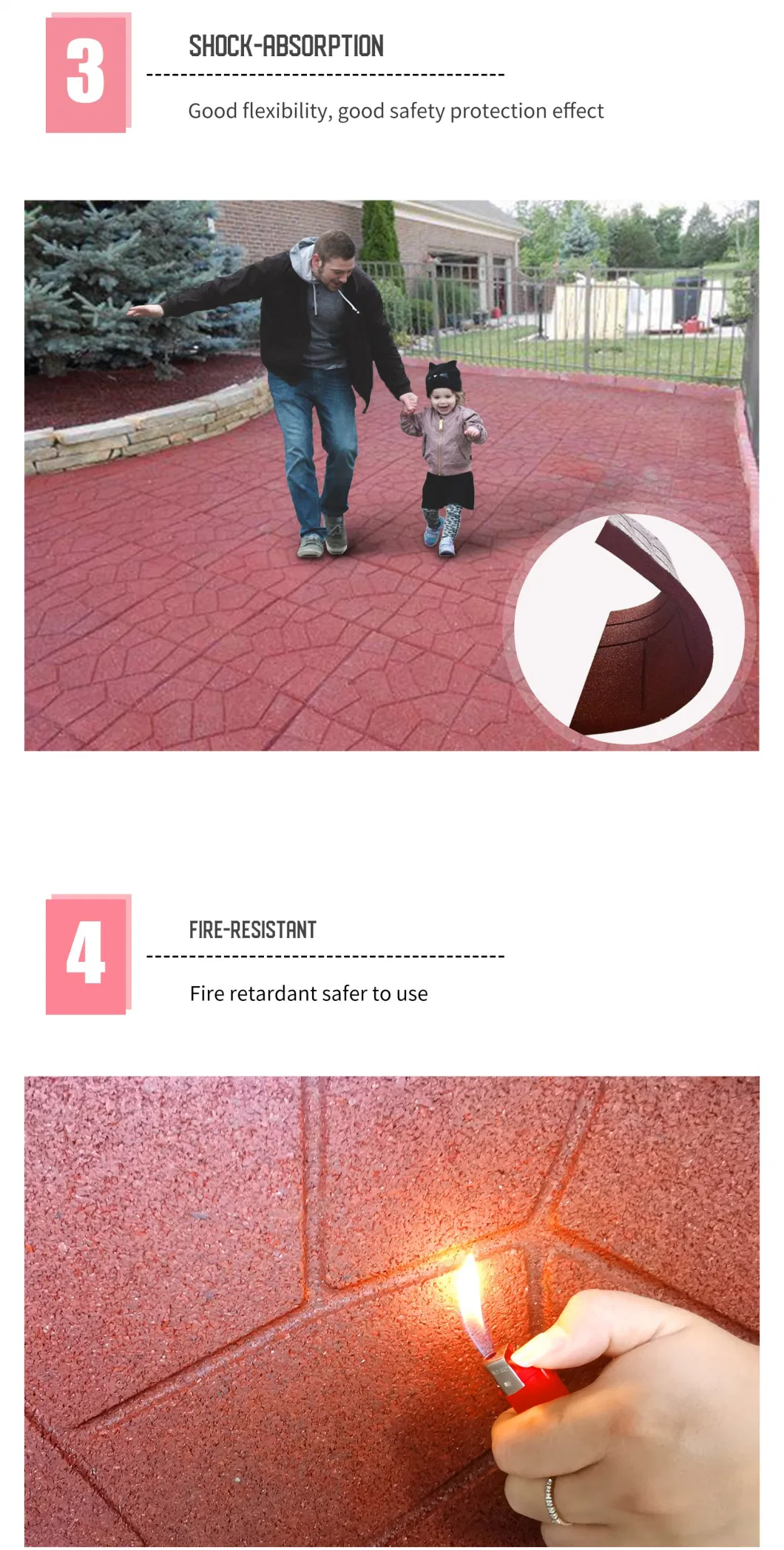 400X400mm Brick Rubber Floor Tiles New Design Garden Floor Tiles, Outdoor Basketball Court Flooring for Garden