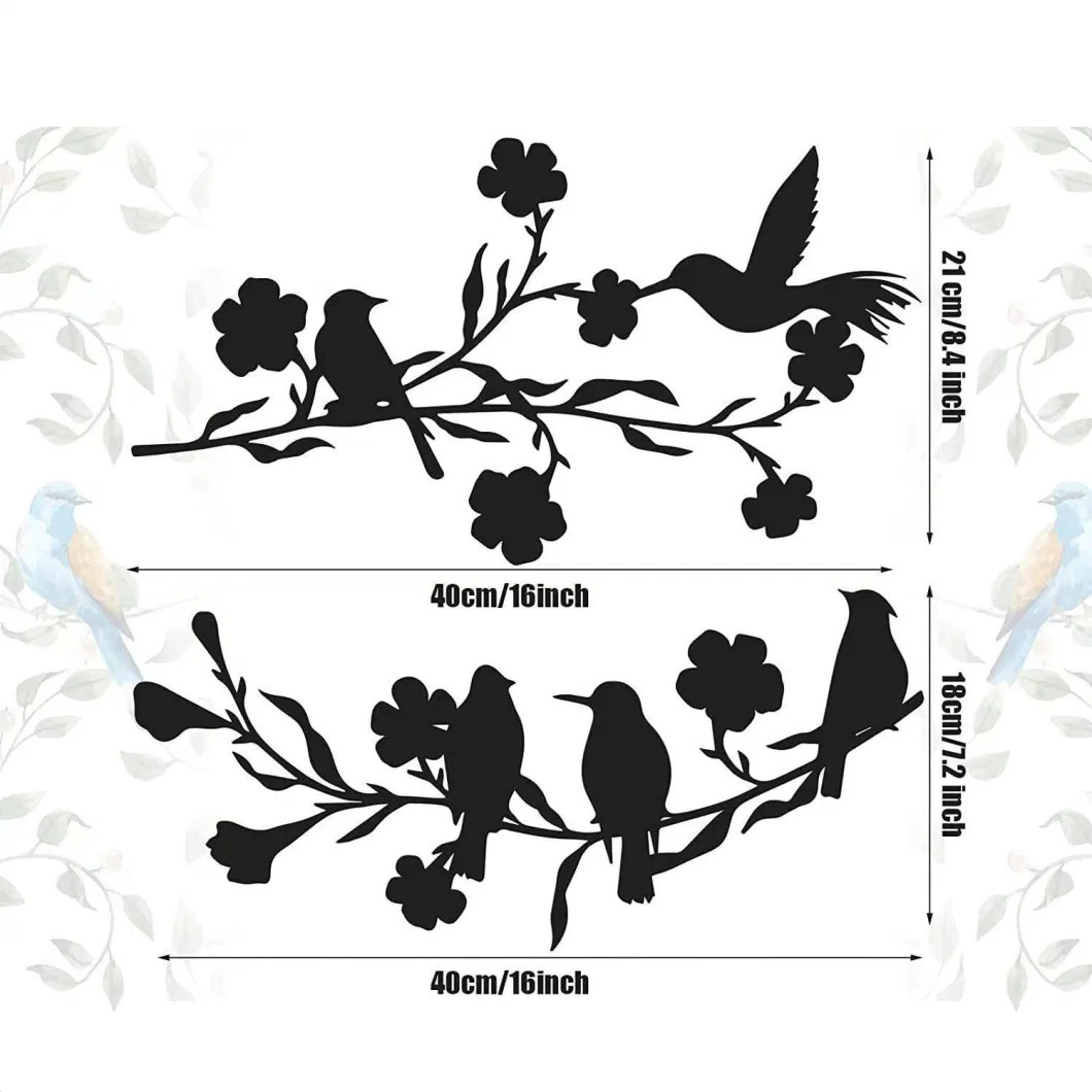 Latest Pop Bird in The Tree Metal Pendant Cross Border Wall Silhouette Magpie Plum Wall Decoration