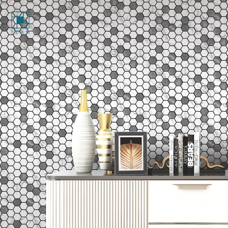 Peel and Stick Backsplash Kitchen Hexagon Wall Sticker 3D Mosaic Self Adhesive Wall Tiles