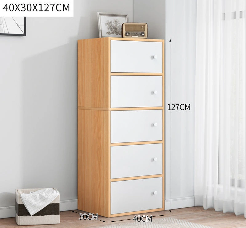 MDF Panel Storage Bedroom Sitting Room Against Wall Contracted Modern Bookcase Drawer Chest