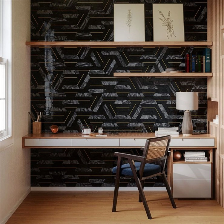 Newstar Modern Bathroom Walls Black Marble Hexagon Tile Marble Kitchen Walls Tiles